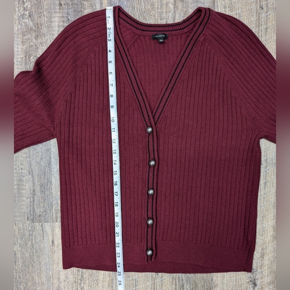 Talbots Burgundy Ribbed Cardigan Sweater - Picture 5 of 8